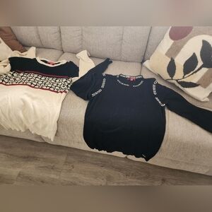 Guess Black Logo-Accent Crewneck Sweater Set SzL